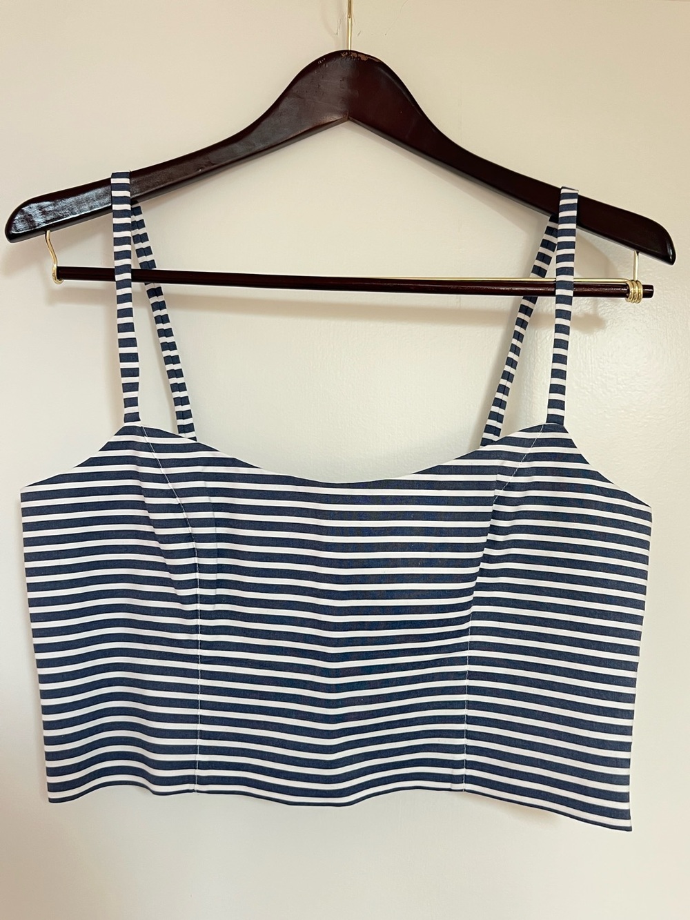 Goop G. Label Striped Navy and White Cropped Bustier-style Top